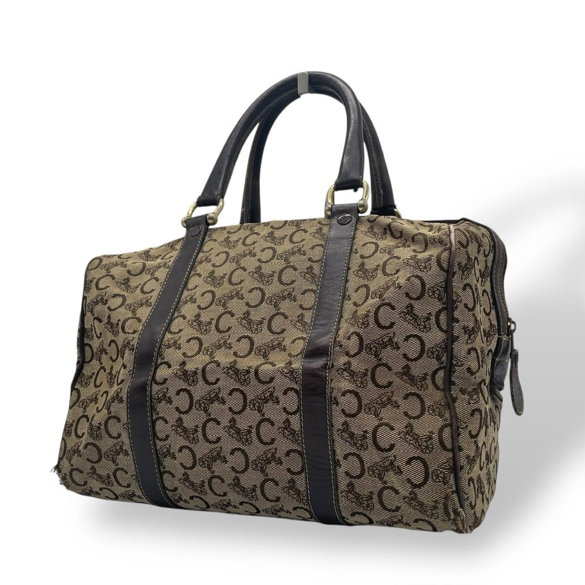 CELINE セリーヌ ミニボストンバッグ ハンドバッグ Cサルキー キャンバス ヴィンテージ 馬車柄拍卖