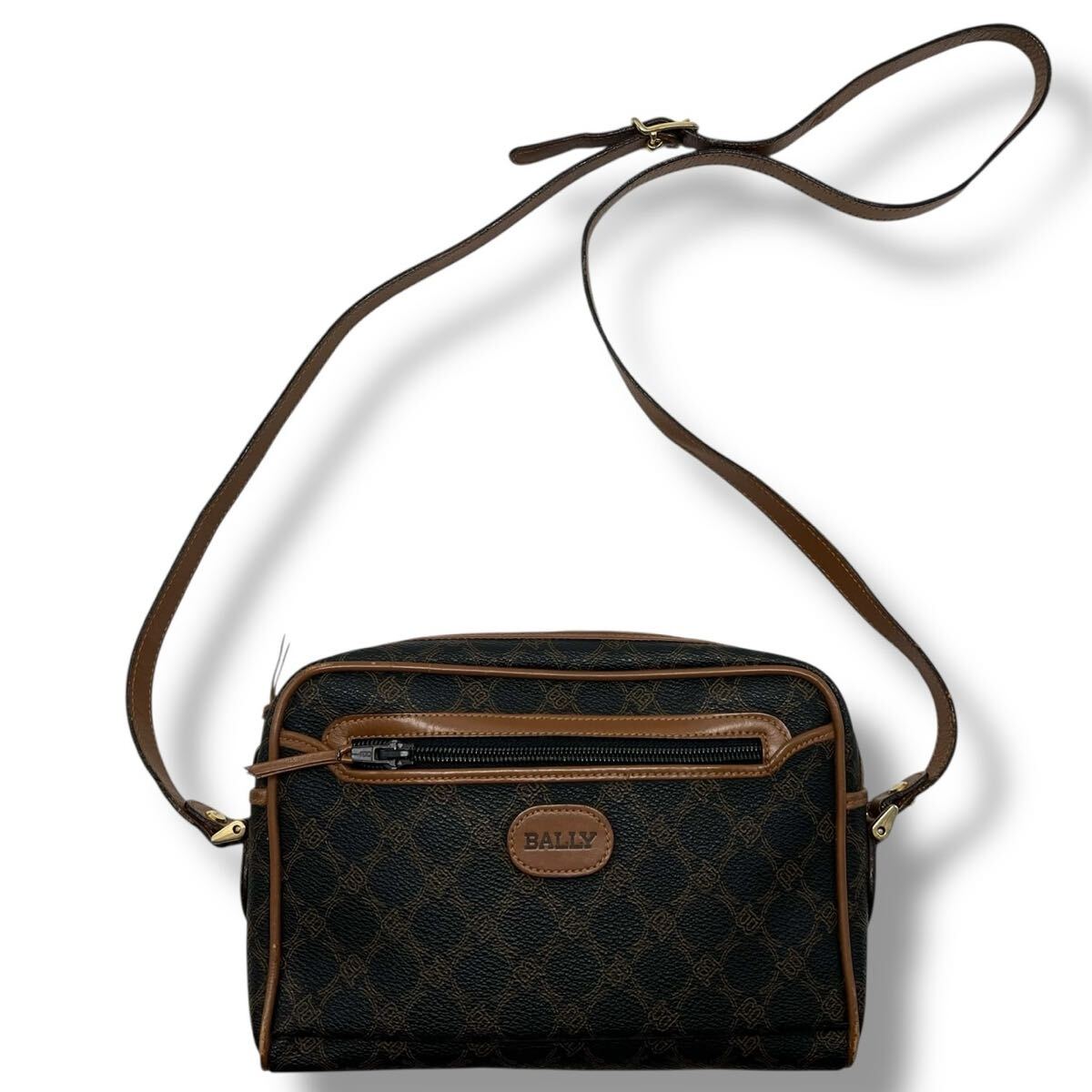 BALLY バリー ショルダーバッグ クロスボディバッグ ロゴ総柄 モノグラム オールレザー ブラウン拍卖