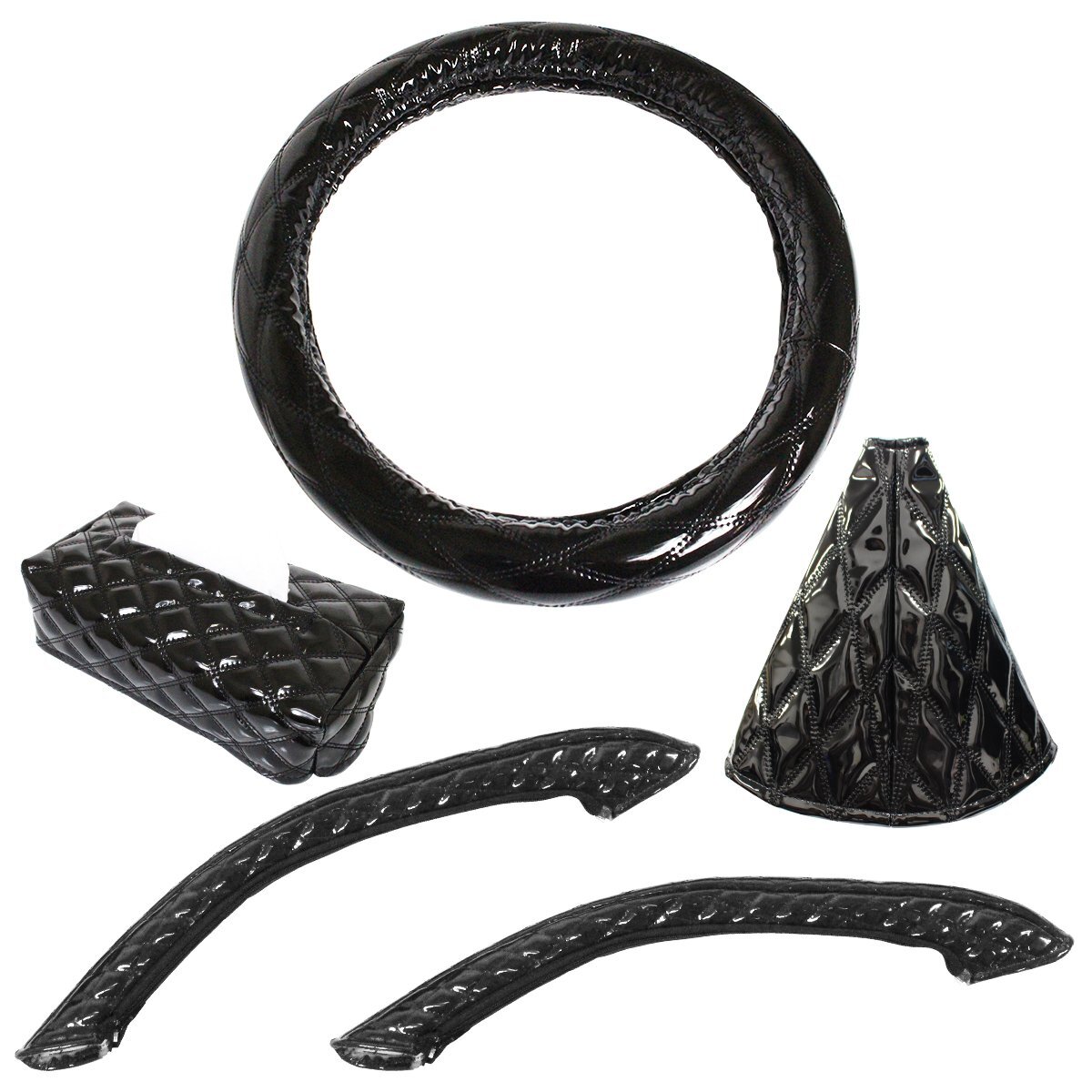 車種専用 スーパーグレート用 黒/ブラック ステアリングカバー&シフトブーツカバー&ドアハンドルカバー&ティッシュカバー拍卖