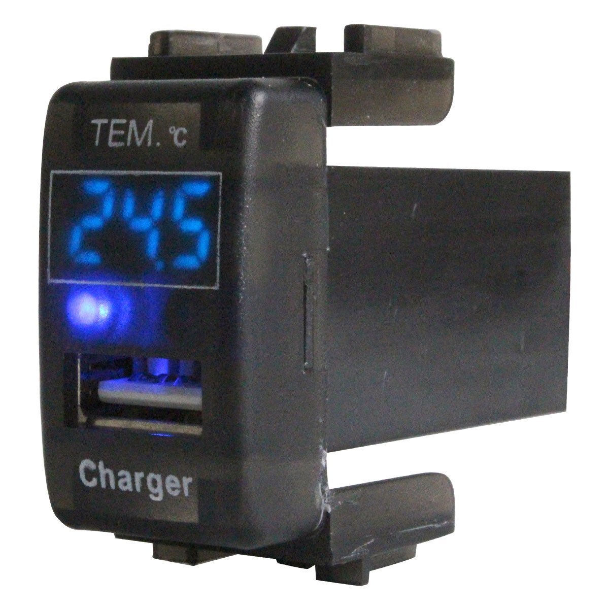 『ニッサンA』 スカイラインクーペ V36 LED/ブルー 温度計+USBポート 充電 12V 2.1A 増設 パネル USBスイッチホールカバー 電源拍卖