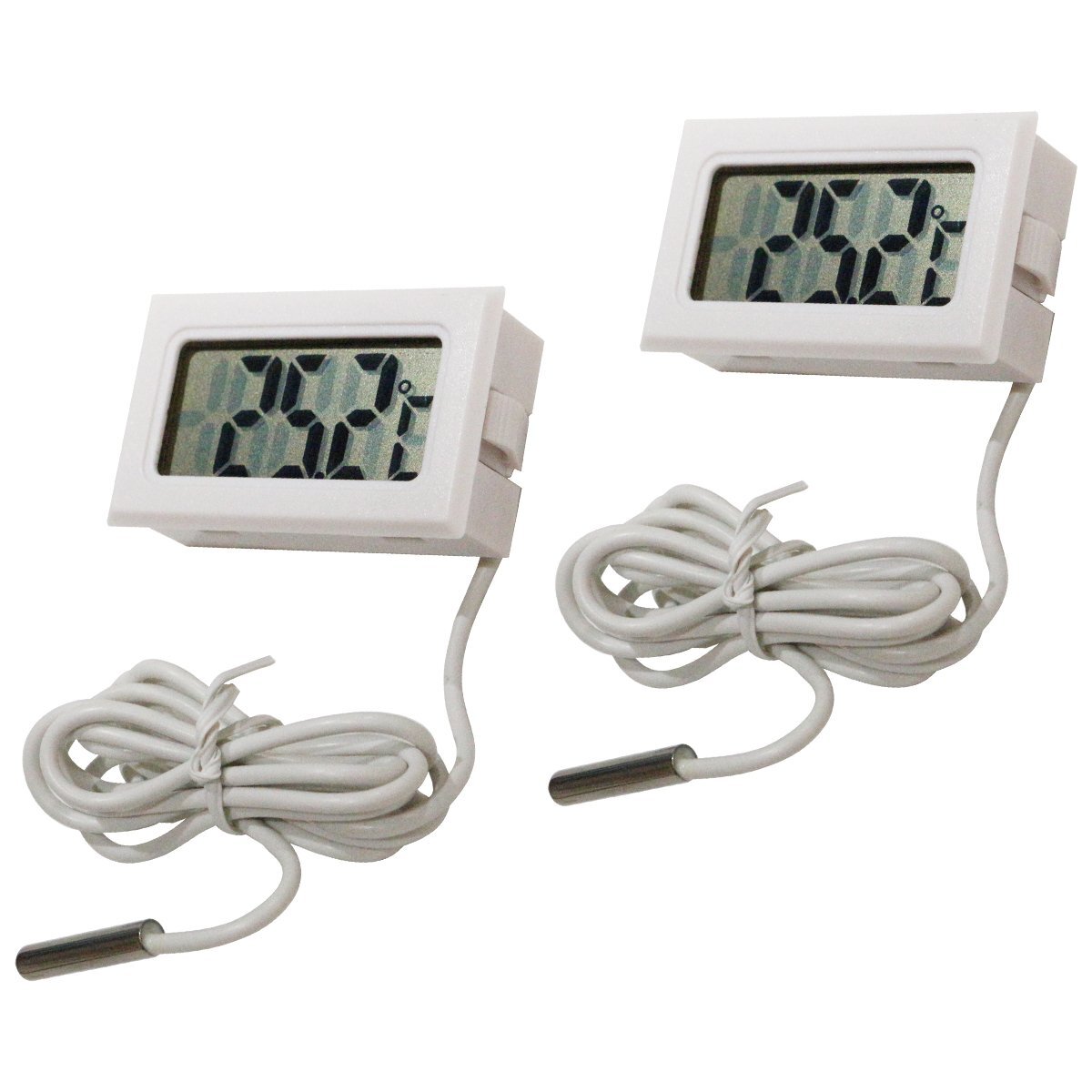 【送料220円】『2個セット』『水温系/温度計』デジタル式 熱帯魚 ミルク 冷蔵庫 室内 車内 水槽 タンク メダカ 金魚 100cm センサー 白拍卖
