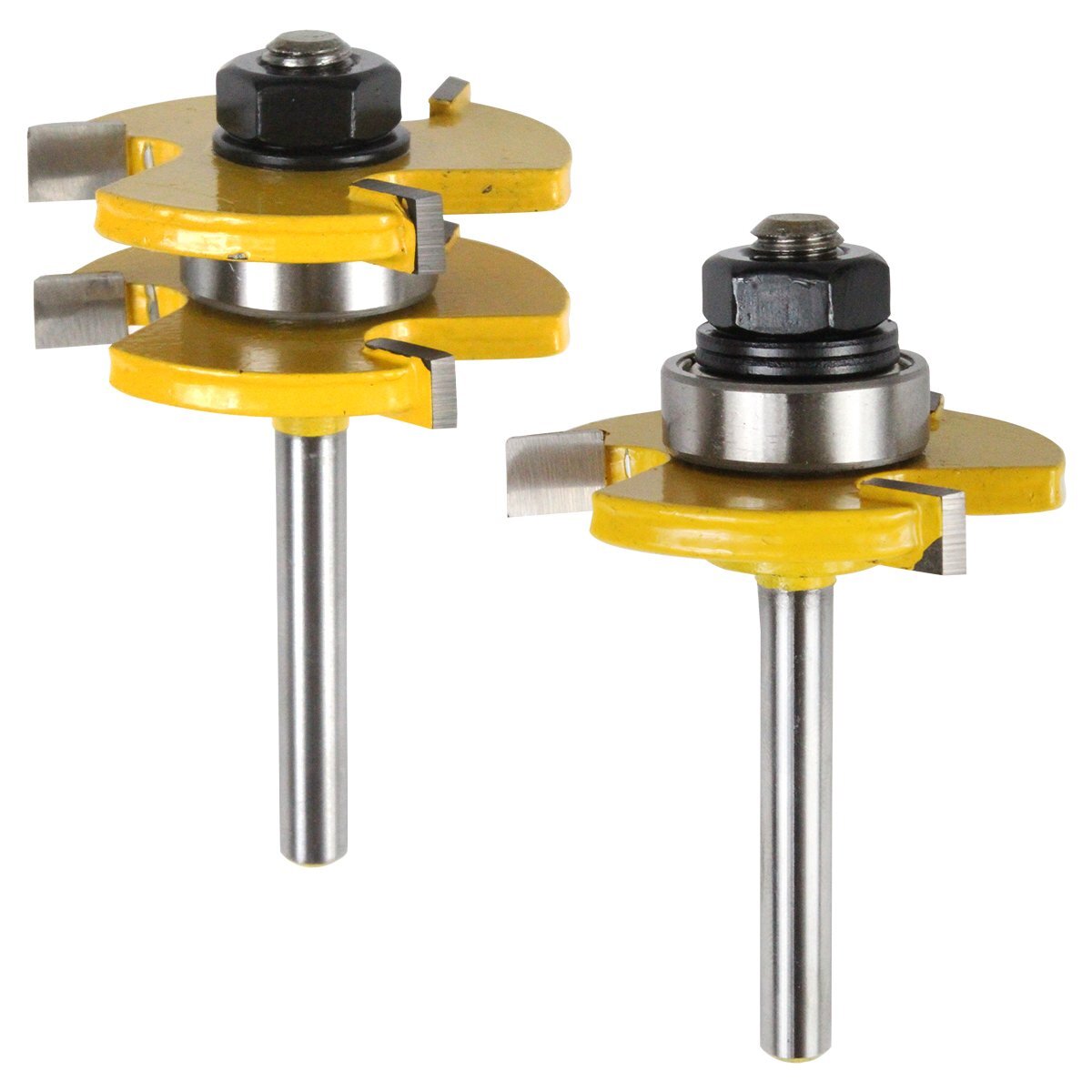 ルータービット 2本入り 木工用 タン&グルーブ T型 ほぞカッター 6.35mm(1/4) シャンク拍卖