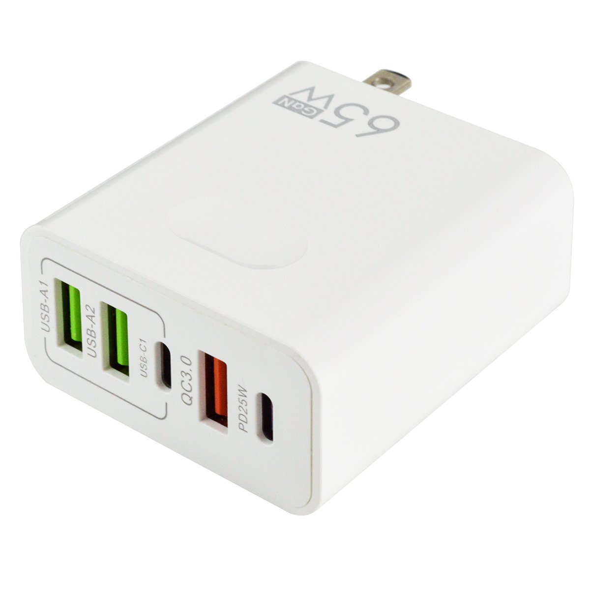 3.1A 65W 急速充電器 5ポート PD25W GaN タイプC type-c USB QC3.0 5口 コンセント スマホ iphone 同時 充電 白 ホワイト拍卖