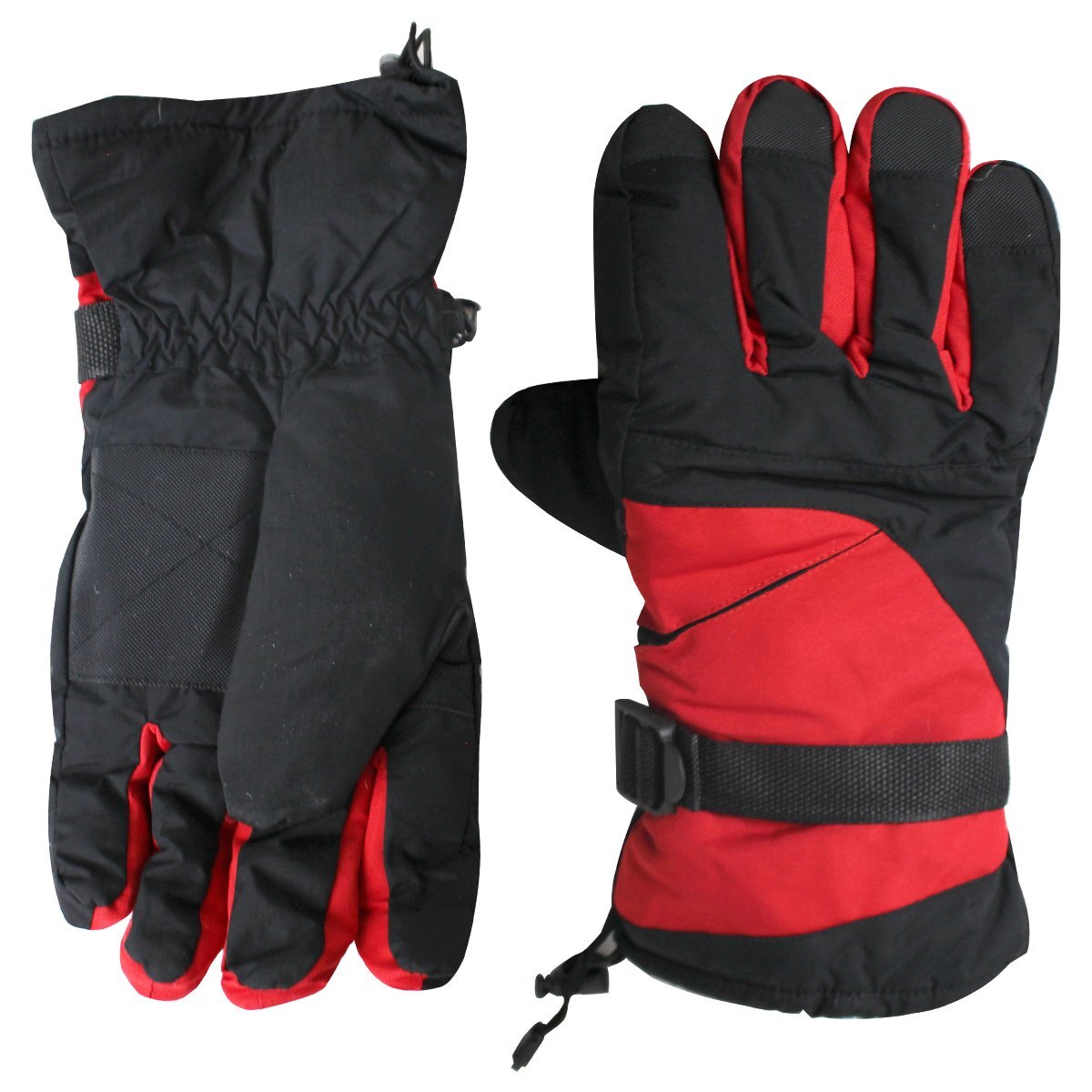 バイク 自転車 シンサレート生地 防寒グローブ 黒/赤 FREE フリーサイズ バイクグローブ 手袋 ブラック レッド 厚手素材拍卖