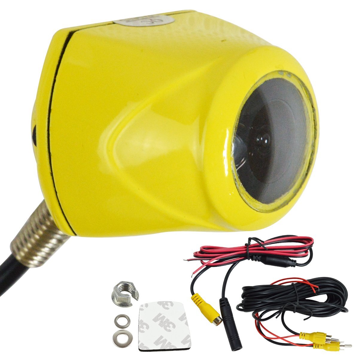 軽自動車用 ナンバープレート ボルト ネジ 穴 取付け 高画質 CCD 広角 バックカメラ リアカメラ リア専用 黄色/イエロー 12V拍卖