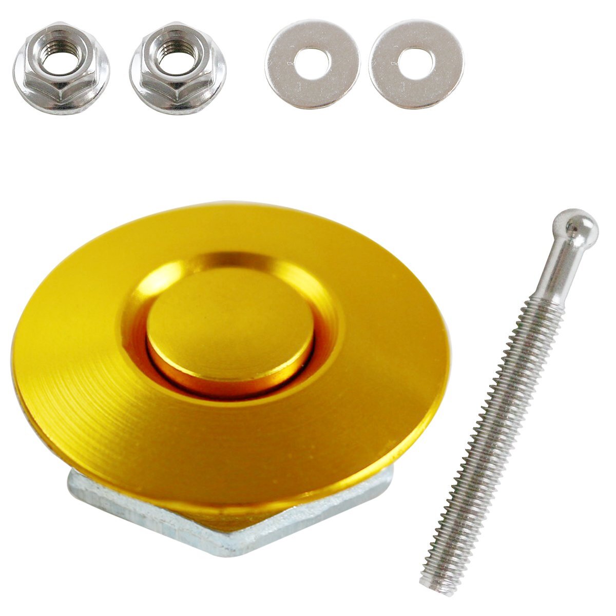 【送料220円】『32mm×53mm』汎用 プッシュ式 ボンネット ピン 金 ゴールド ボンピン 固定 クイックリリース ファスナー エアロ バンパー拍卖