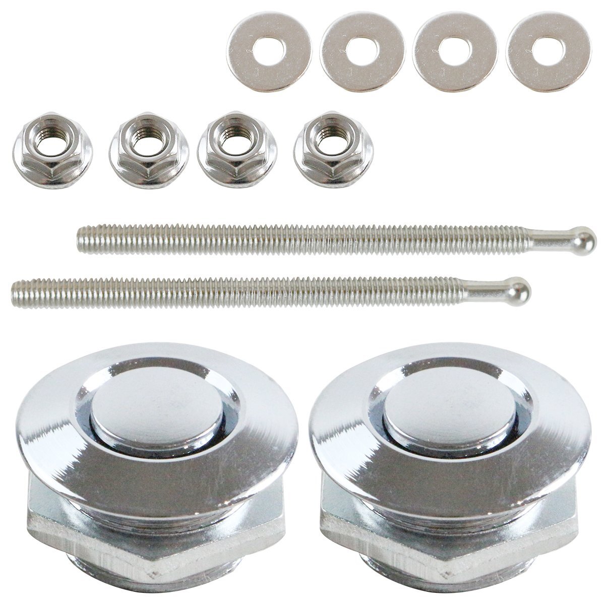 【送料220円】『26mm×100mm』『2個』 汎用 プッシュ式 ボンネット ピン 銀 シルバー ボンピン 固定 クイックリリース ファスナー バンパー拍卖