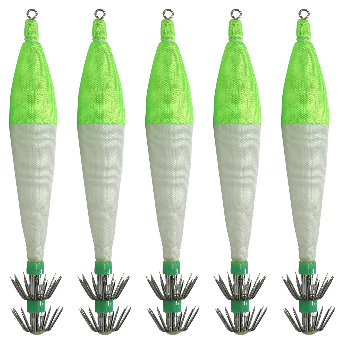 【送料220円】4号 イカ釣り 夜光浮きスッテ 5個set 仕掛け 夜光エギ 4.0号 6g イカルアー エギング 餌木 コウイカ アオリイカ グリーン 緑拍卖