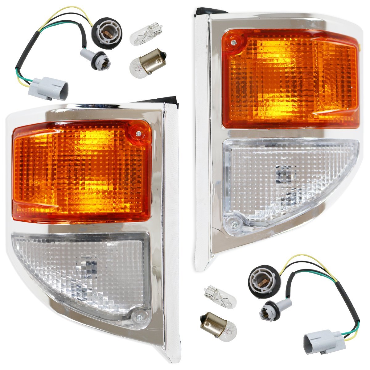 トヨタ ランドクルーザー 70 76系 フロント コーナーランプ 左右 セット 12V メッキ/シルバー HZJ76K HZJ76V HZJ74V HZJ74K HZJ71V拍卖