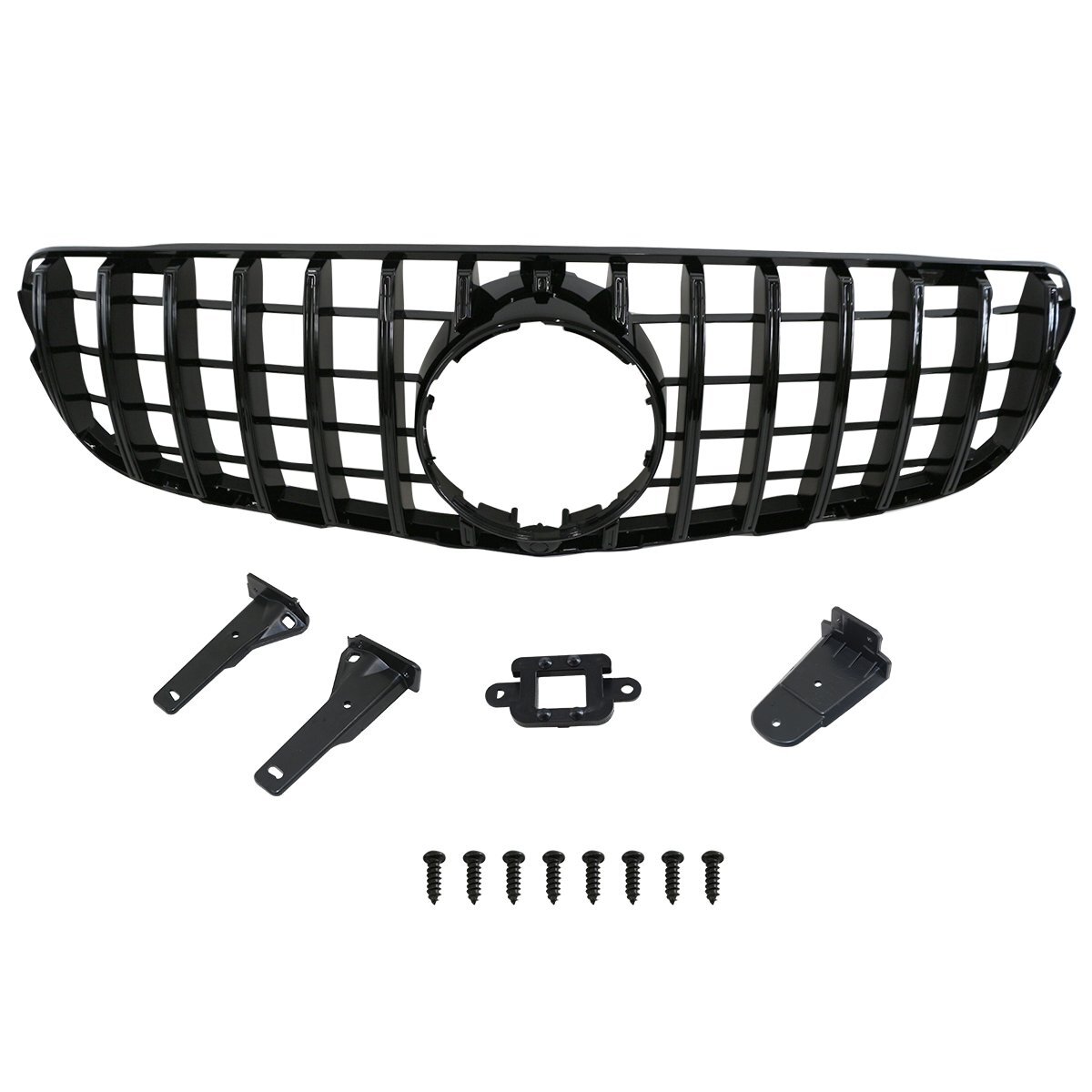 ベンツ GLC X253 C253 前期 GLC220d GLC300 GLC300e パナメリカーナ グリル AMG GTルック GTR 2016-2019 縦フィン 黒/黒拍卖