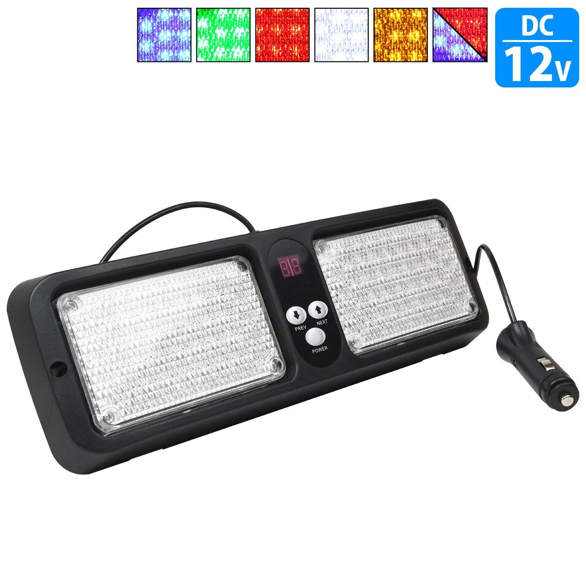 『12v 白』サン バイザー LED パトランプ 86LED ストロボ 発光 フラッシュ ライト フラットビーム 警戒灯 誘導 工事 警備拍卖