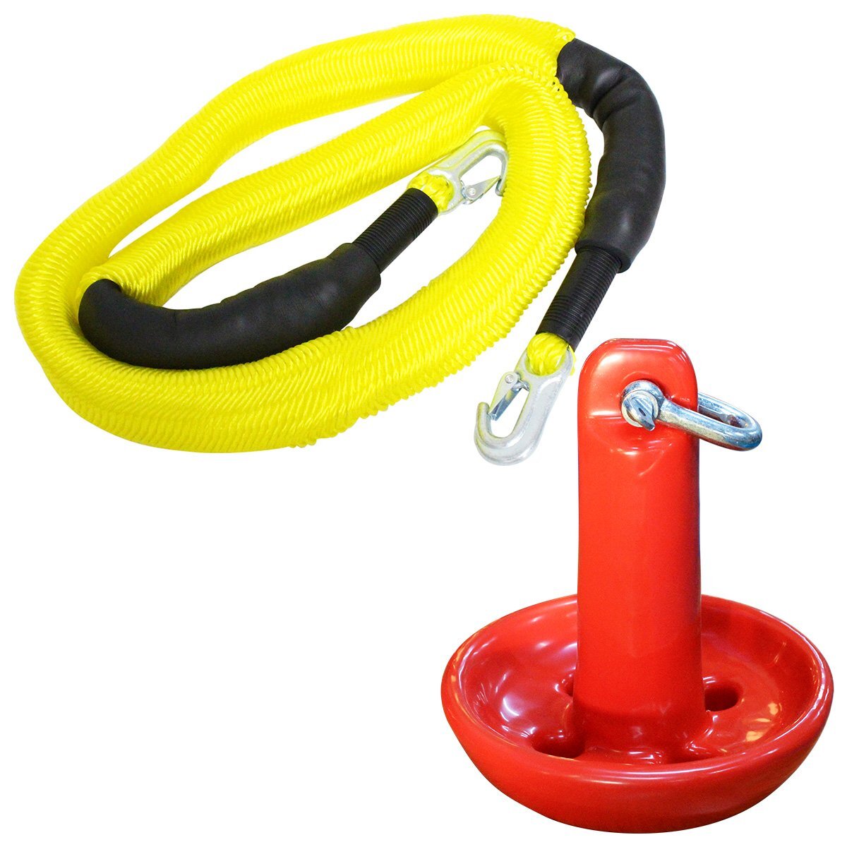 『伸縮ロープ/アンカーセット』マッシュルームアンカー 10LBS 4.5kg 赤 レッド 6M フロート のびのび アンカー ロープ 黄色拍卖