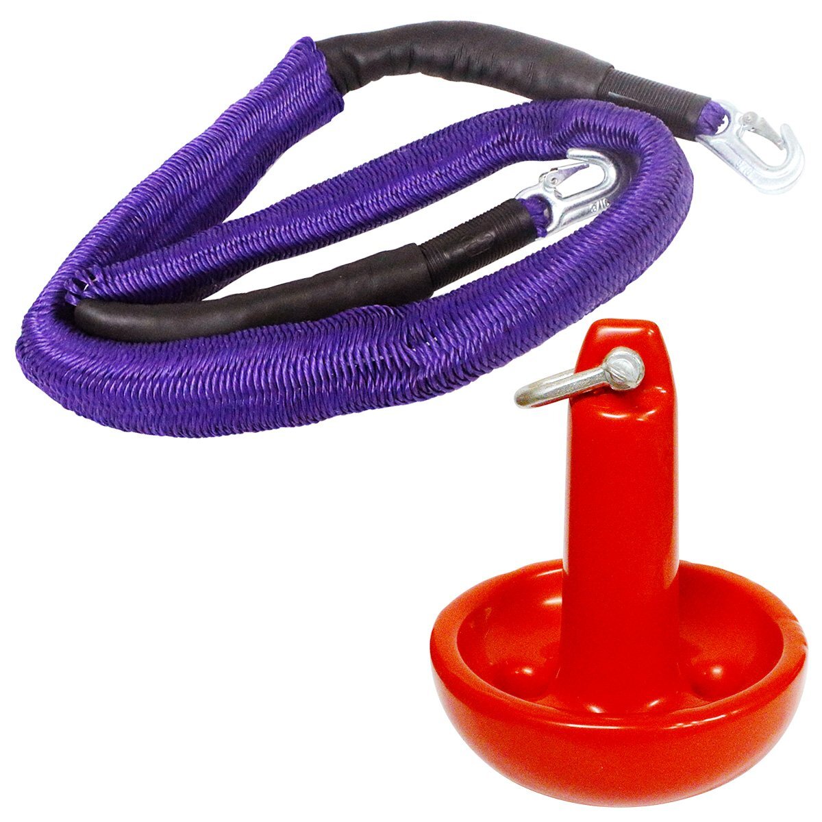 『伸縮ロープ/アンカーセット』マッシュルームアンカー 8LBS 3.5kg 赤 レッド 6M フロート のびのび アンカー ロープ 紫拍卖