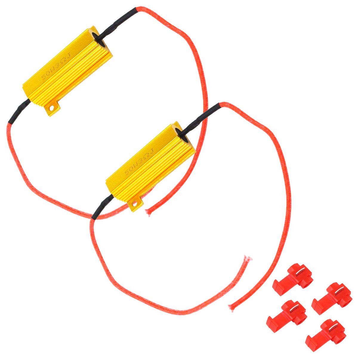 2個 セット 1つで前後左右対応 50W 3Ω ハイフラ防止 ウィンカー キャンセラー メタルクラッド LED 抵抗 フロント リア リヤ拍卖