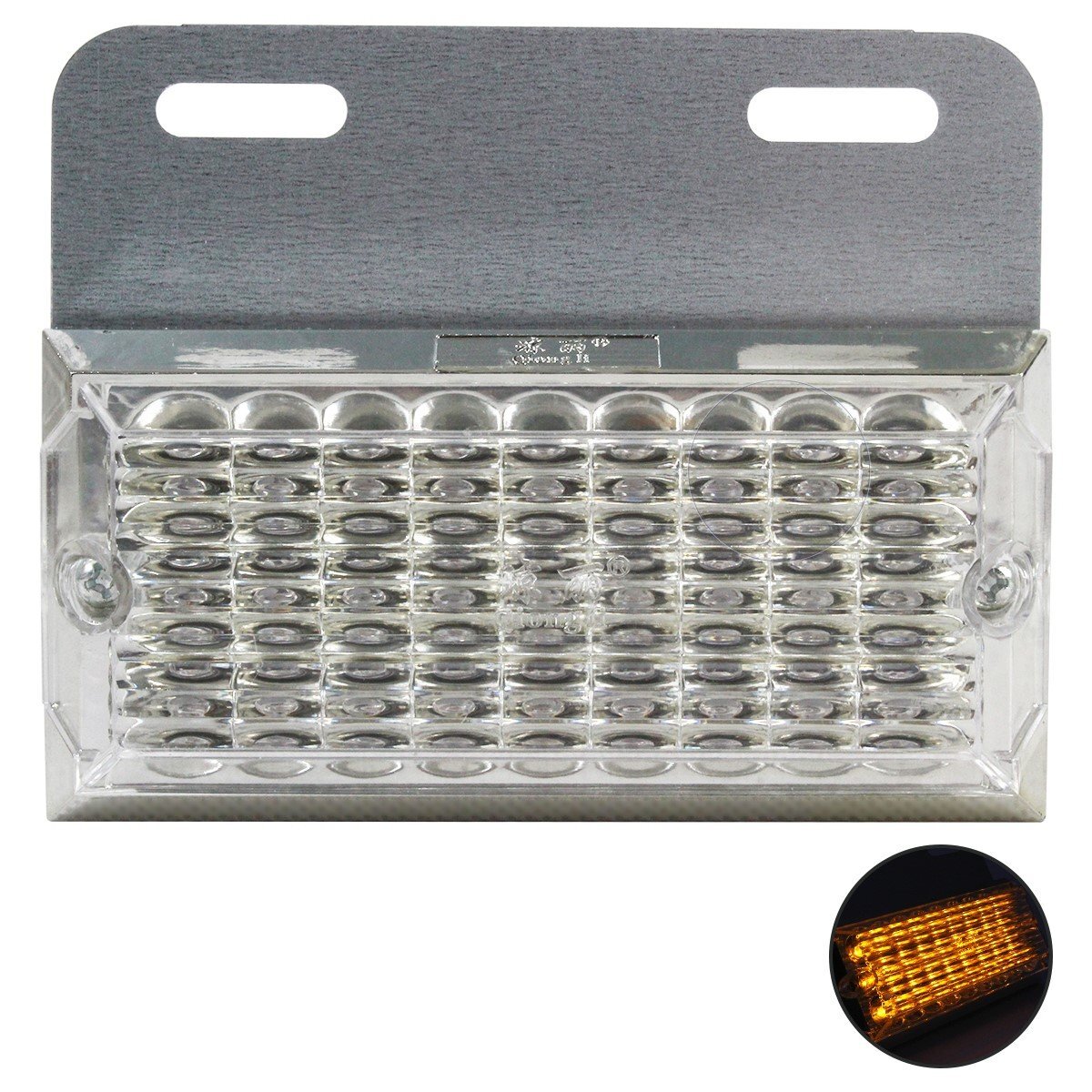 【送料380円】『1個 24V』『黄色/イエロー』角型 27発 LED サイドマーカー ステー付き マーカー ランプ トラック トレーラー 車幅灯 路肩灯拍卖