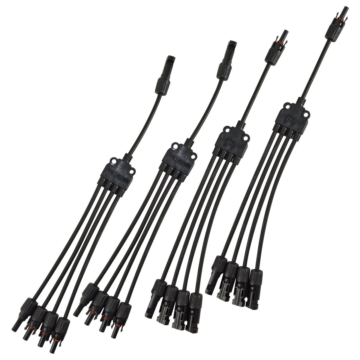 『2セット 4本』Y型 並列用 4分配 並列 4分岐 MC4 接続 ケーブル コネクター ソーラーパネル オス/メス プラス/マイナス 4個拍卖