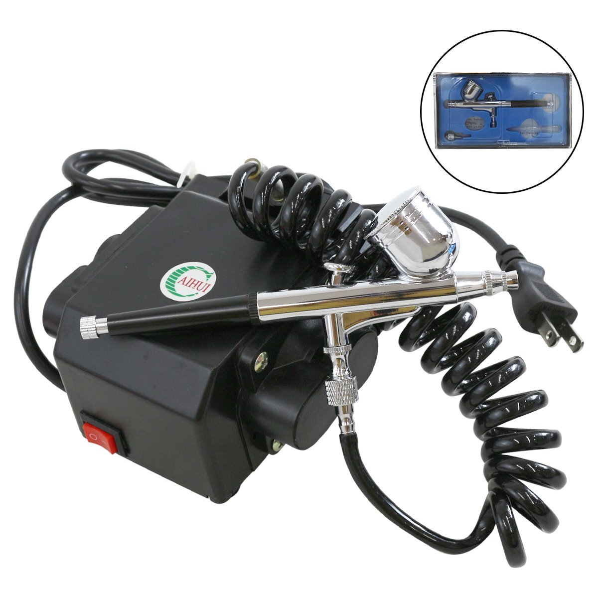 口径 0.2mm 重力式 エアブラシ & コンプレッサー セット ダブルアクション 7cc スプレーガン 絵画 プラモデル 模型 塗装 工具拍卖