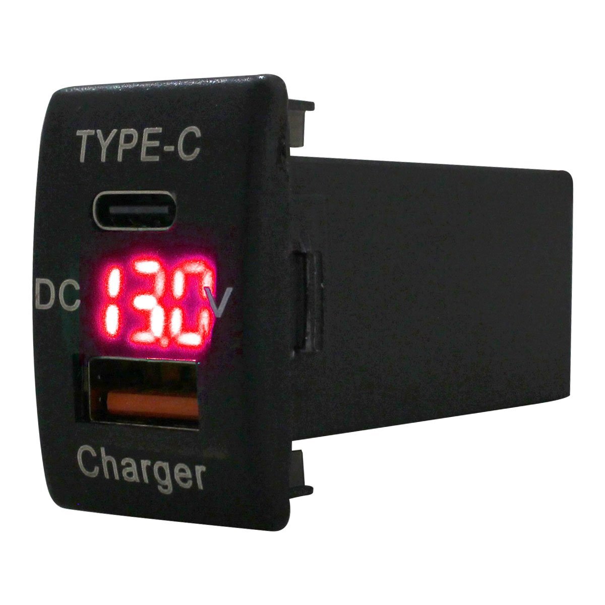 ワゴンR スティングレー MH34S MH44S LED:レッド 電圧計 USB Type-C タイプC ポート QC3.0 充電 12V 増設 スイッチホールカバー拍卖