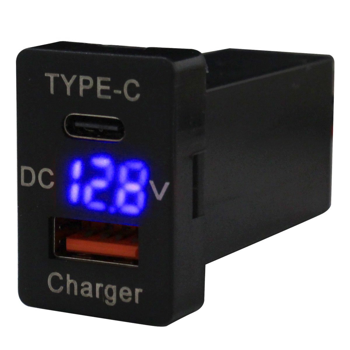 トヨタA イスト CBA-NCP6# H17.5~H19.6 LED:ブルー 電圧計 USB Type-C タイプC ポート QC3.0 充電 12V 増設 スイッチホールカバー拍卖