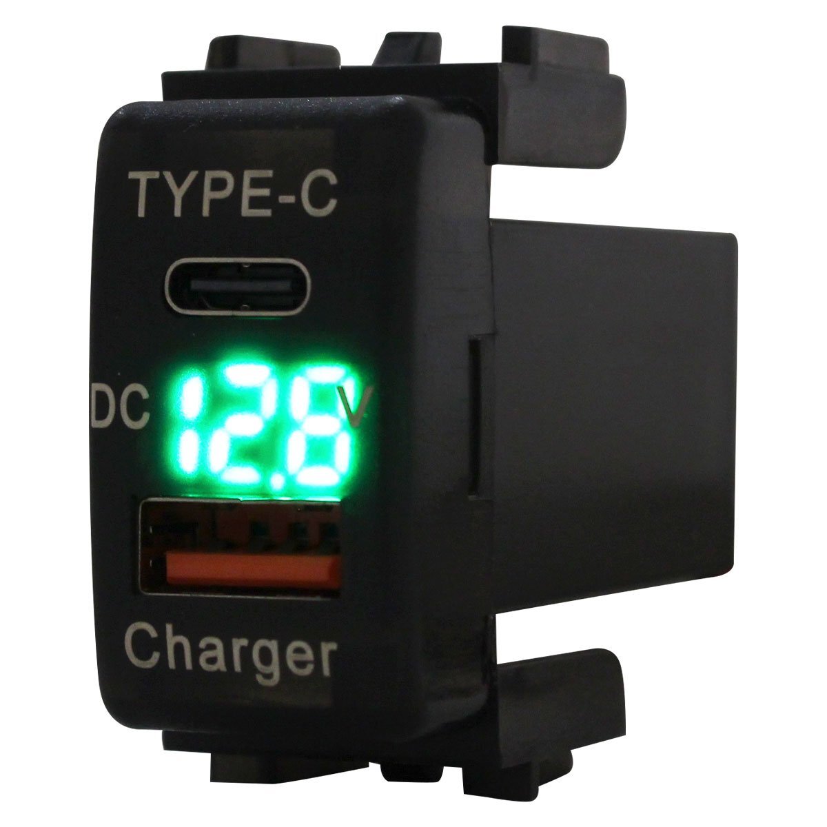 ニッサンA キューブ Z11 H14.10~H20.11 LED:グリーン 電圧計 USB Type-C タイプC ポート QC3.0 充電 12V スイッチホールカバー拍卖