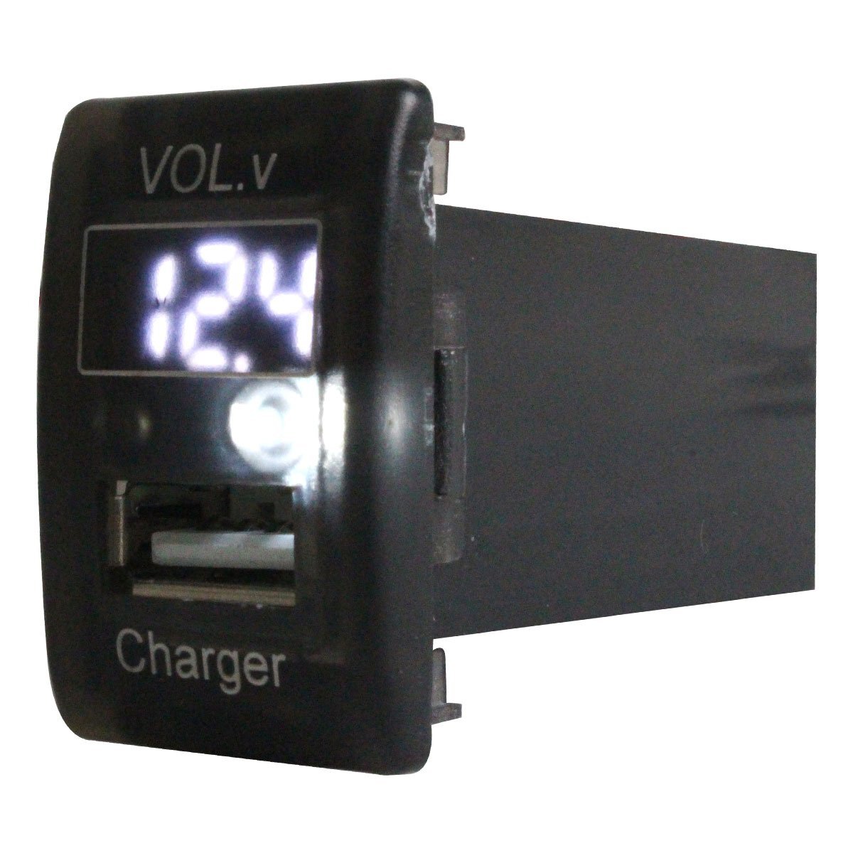 『スズキA』 スペーシア MK32S LED発光:ホワイト 電圧計表示 USBポート 充電 12V 2.1A 増設 パネル USBスイッチホールカバー拍卖