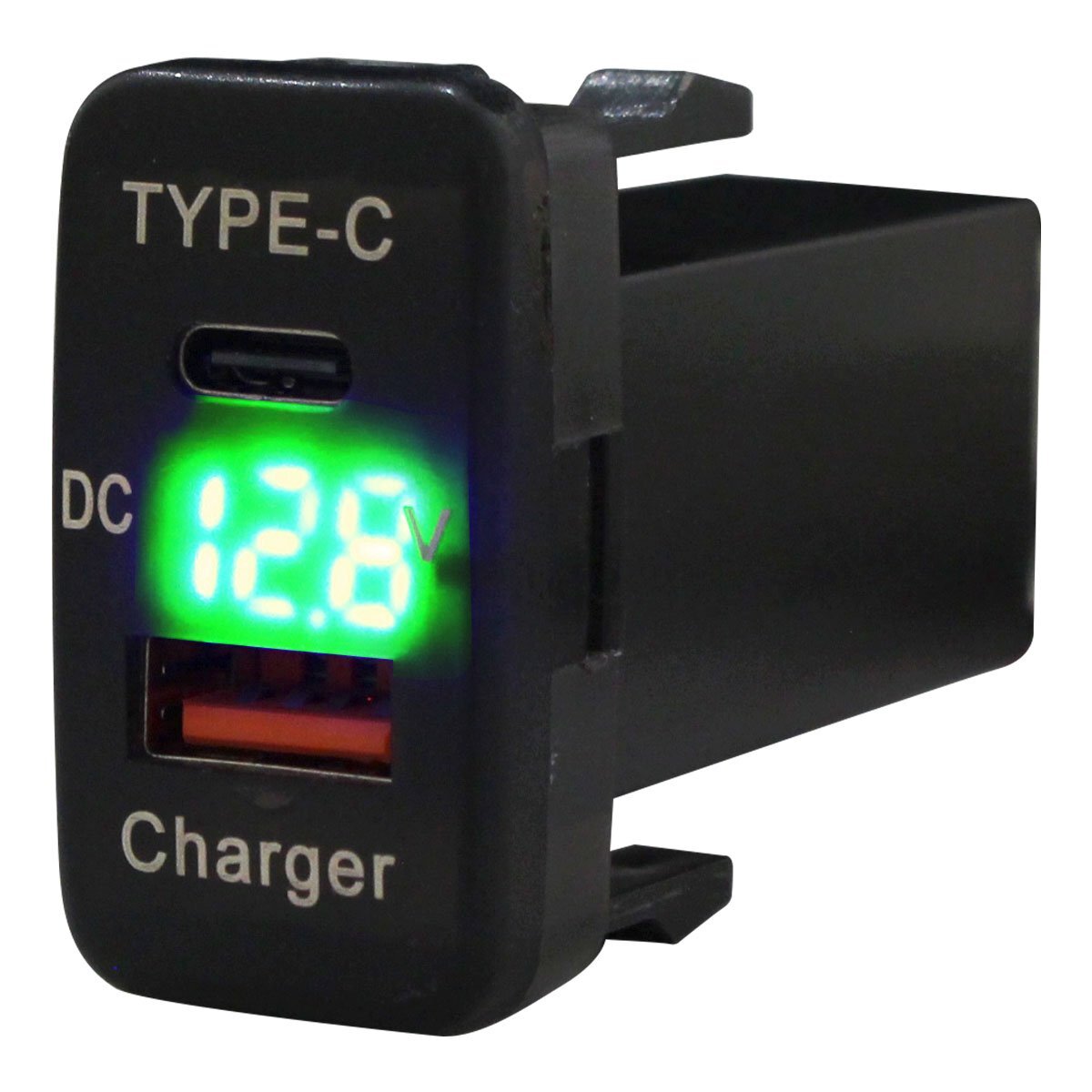 トヨタB Rush ラッシュ J200/210E H18.1~ LED:グリーン 電圧計 USB Type-C タイプC ポート QC3.0 充電 12V USBスイッチホール拍卖