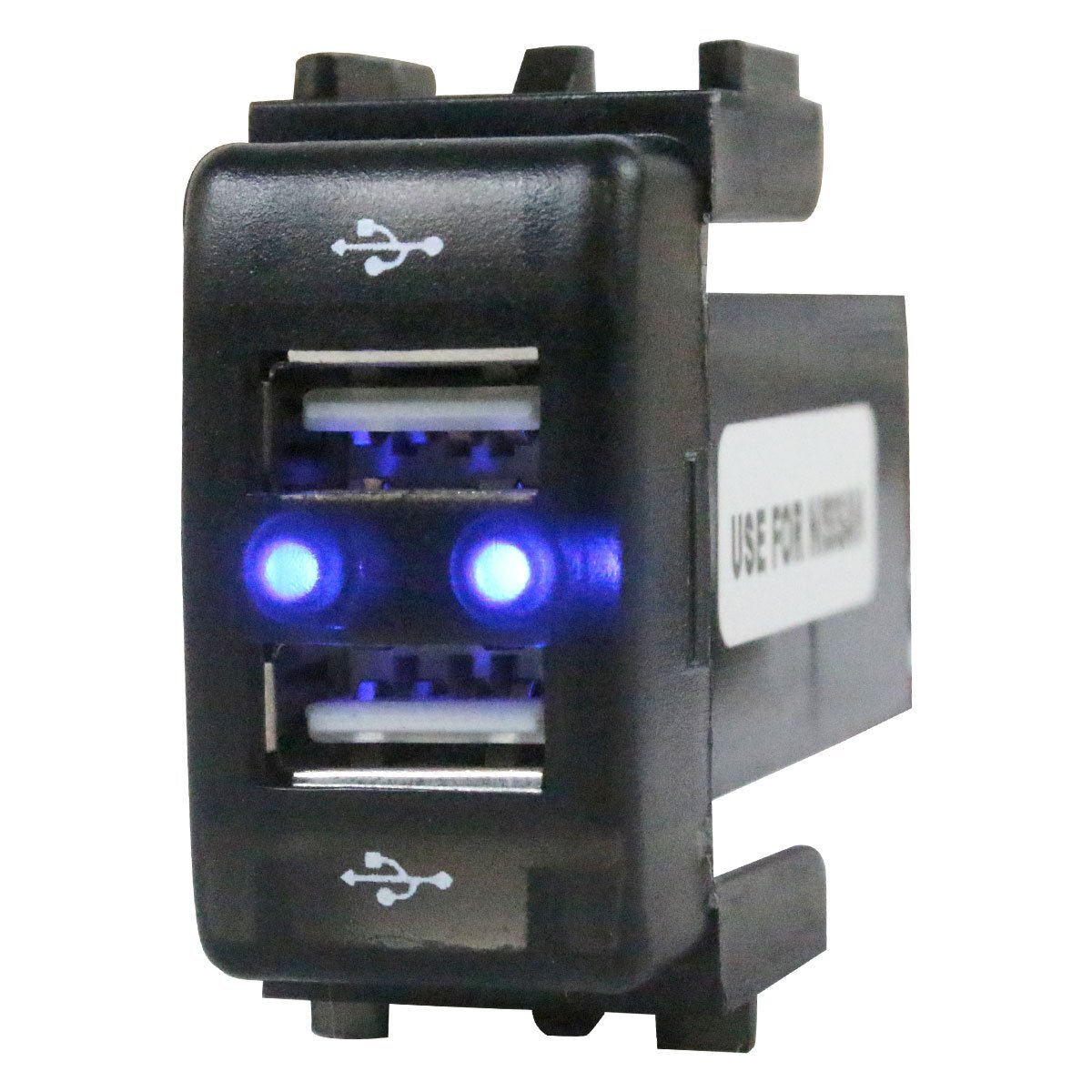 『ニッサンA』 エルグランド E52 H22.8~現在 LED/ブルー 2口 USBポート 充電 12V 2.1A 増設 パネル USBスイッチホールカバー 電源拍卖