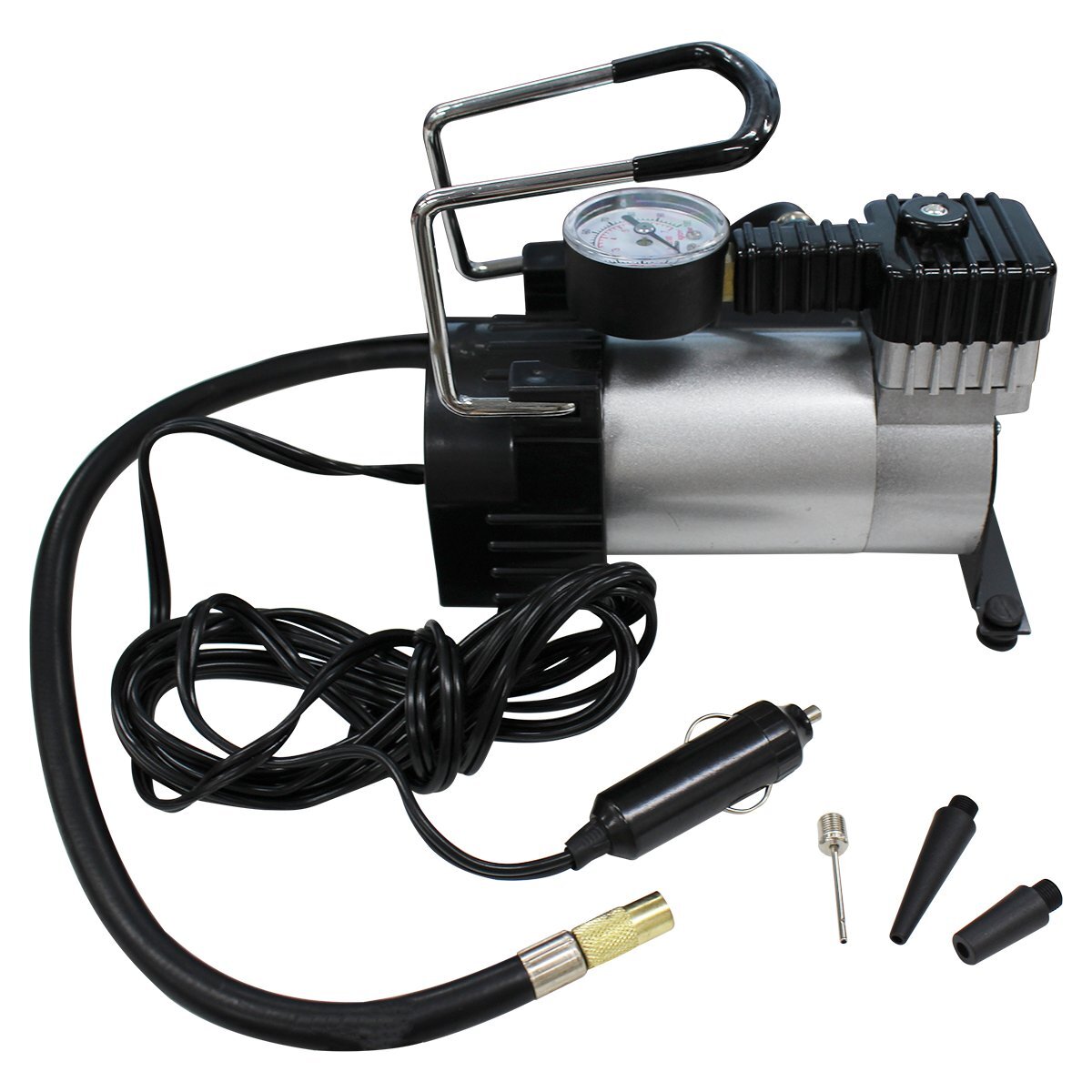 ポータブルエアコンプレッサー 12V 空気入れ アタッチメント付き 電動ポンプ 車 バイク ボール拍卖