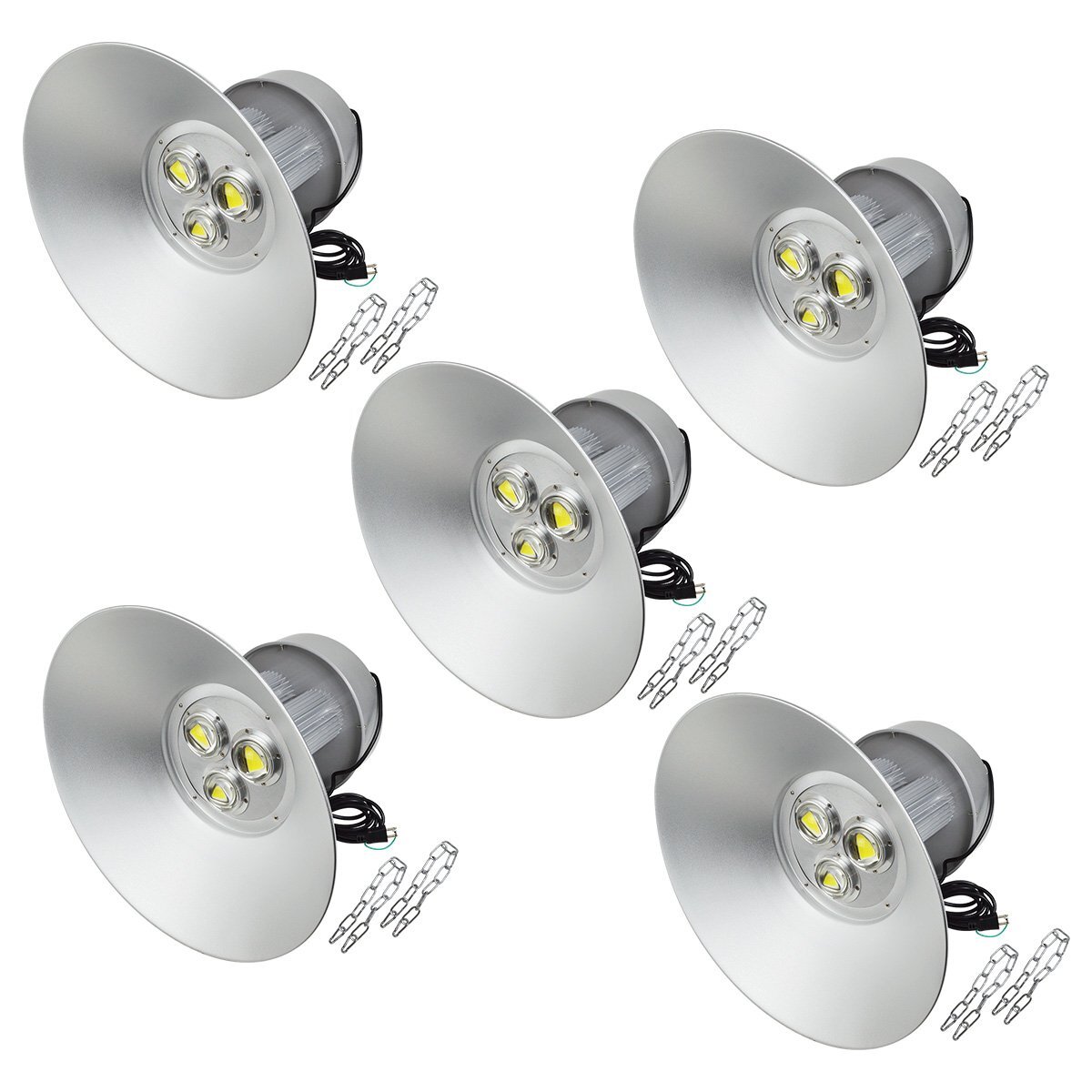 『吊り下げ照明』 水銀灯タイプ LEDだから超省エネ! 投光器 150W AC100V 5m 5個セット ホワイト 白発光 作業灯 倉庫 駐車場 照明拍卖