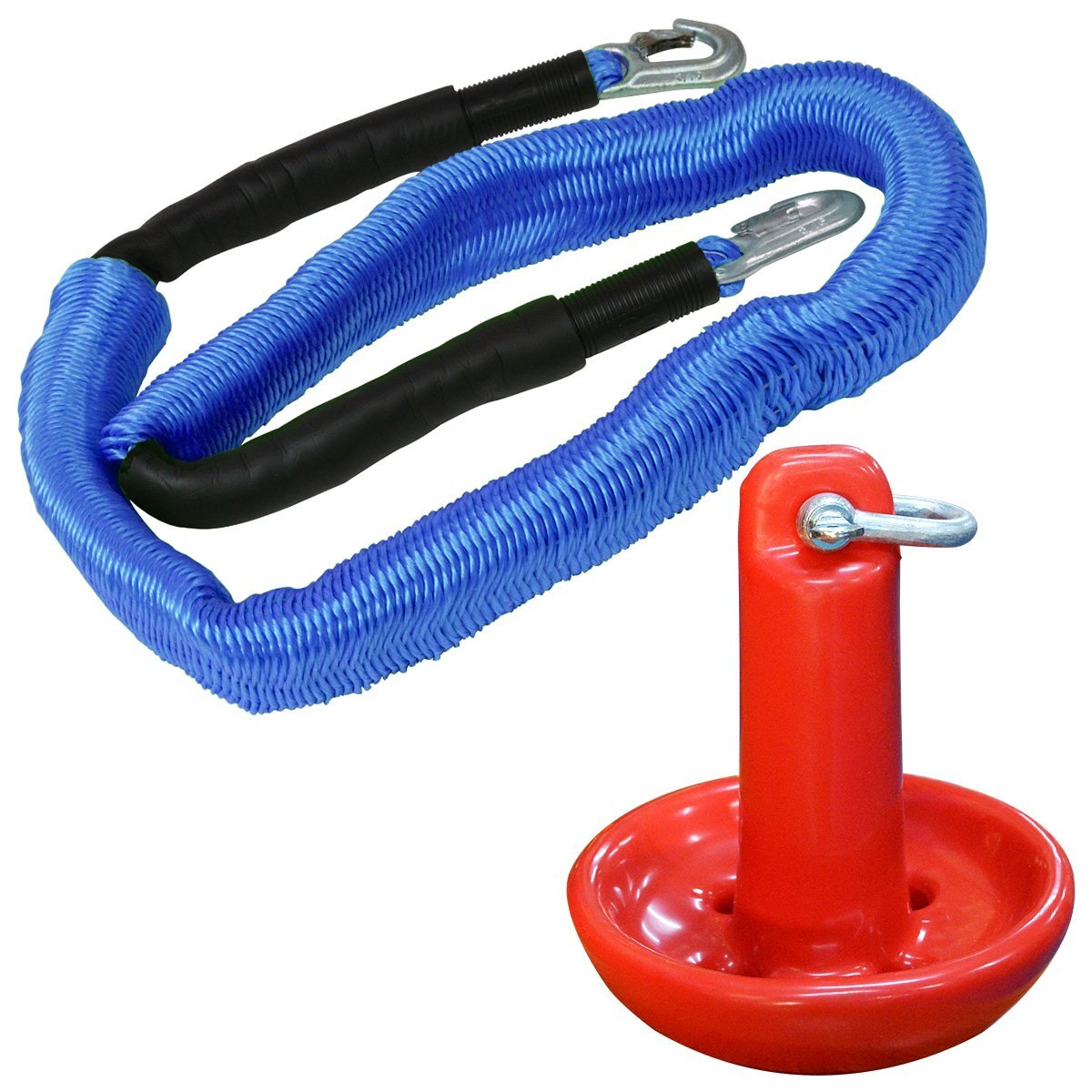 『伸縮ロープ/アンカーセット』マッシュルームアンカー 12LBS 5.5kg 赤 レッド 6M フロート のびのび アンカー ロープ 青拍卖