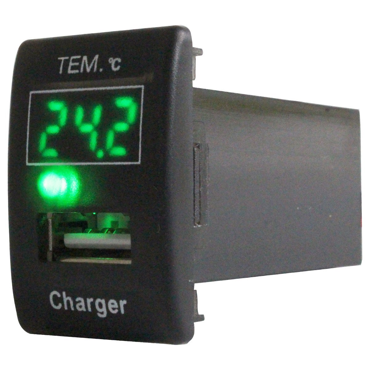 『スズキA』 キャリイ DA63T H14.5~H25.8 LED/グリーン 温度計+USBポート 充電 12V 2.1A 増設 パネル USBスイッチホールカバー 電源拍卖