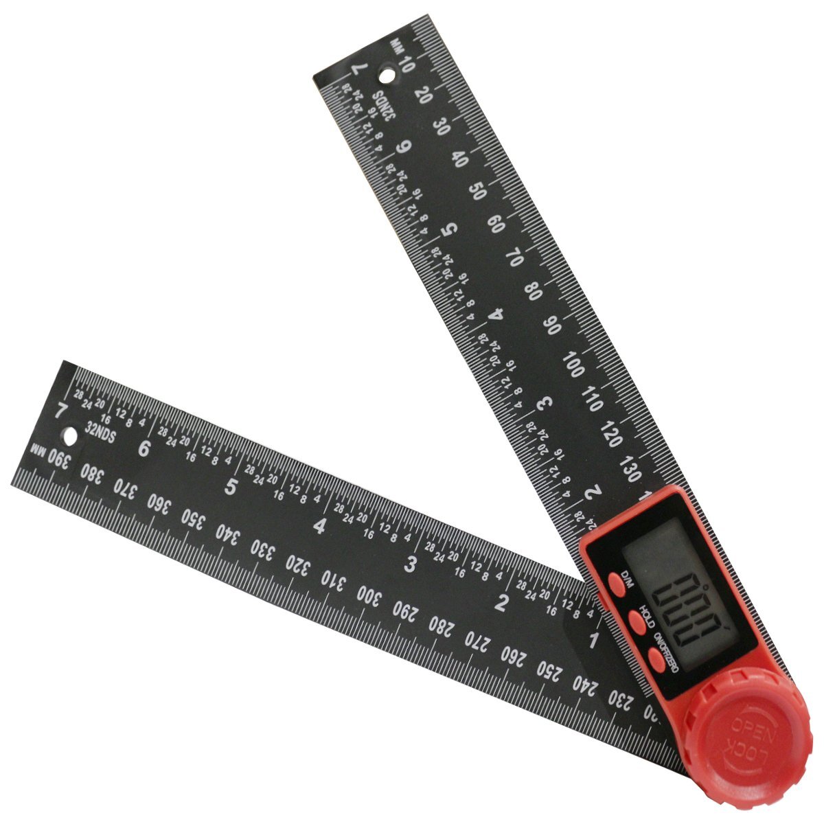 デジタル 角度計 分度器 定規 360度 20cm ホールド 測定 黒 赤 生活防水 設計 図面 建築 工事 200mm LCD 液晶 角度 ゲージ拍卖
