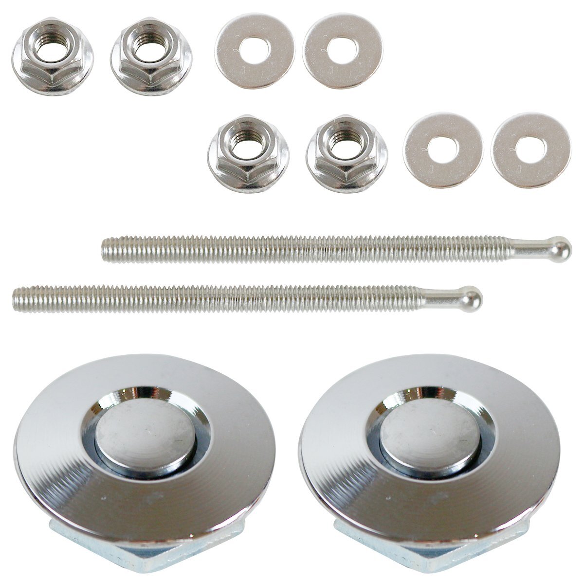 【送料220円】『32mm×100mm』『2個』 汎用 プッシュ式 ボンネット ピン 銀 シルバー ボンピン 固定 クイックリリース ファスナー バンパー拍卖