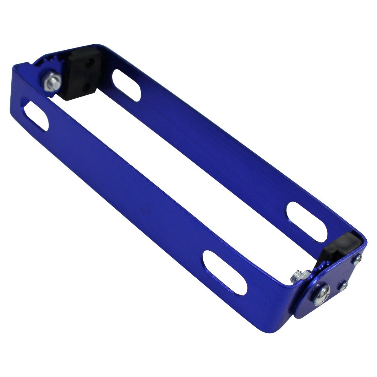 【送料220円】 ブルー 青 バイク ナンバー ステー 角度 調整 可変式 汎用 原付 中型 大型 スクーター 180°アルミ プレート ステイ拍卖