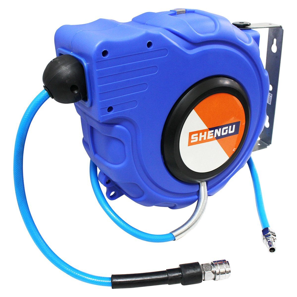 エアーホースリール 15m 自動巻き 吊り下げ 壁掛け エアー ツール エア ホース ドラム式 コンプレッサー 天吊り 青 ブルー拍卖
