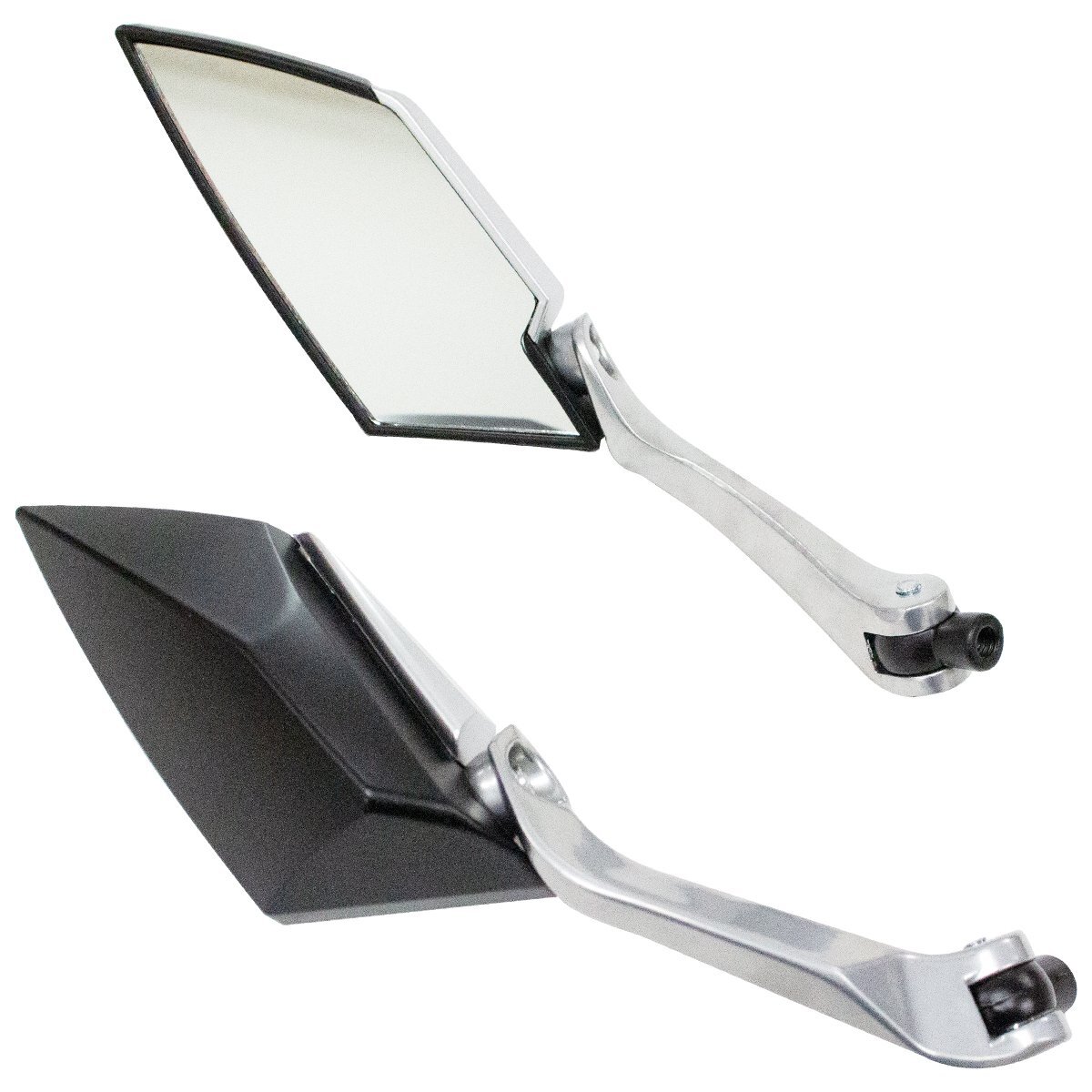 汎用 バック サイド ミラー スクエア型 8mm 10mm 正ネジ 逆ネジ クリアレンズ ブラック 黒 バイク 原付 ホンダ ヤマハ スズキ拍卖