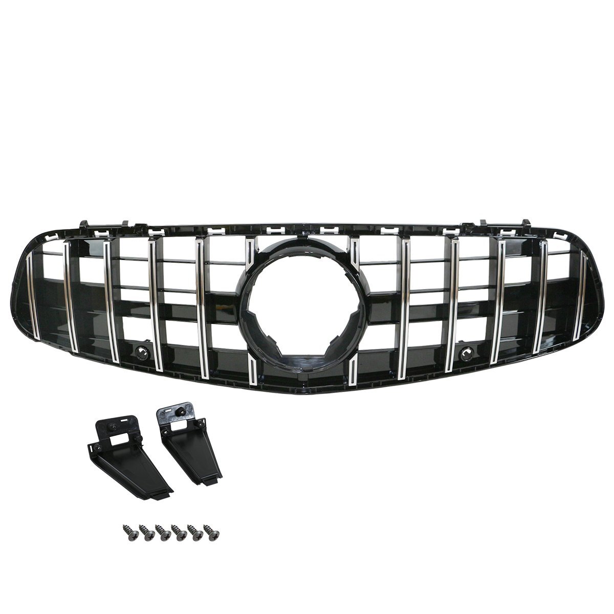 ベンツ SLクラス R231 後期 パナメリカーナ グリル AMG GTR GT ルック スタイル SL 350 400 550 縦 フィン 黒/銀 トライプ拍卖