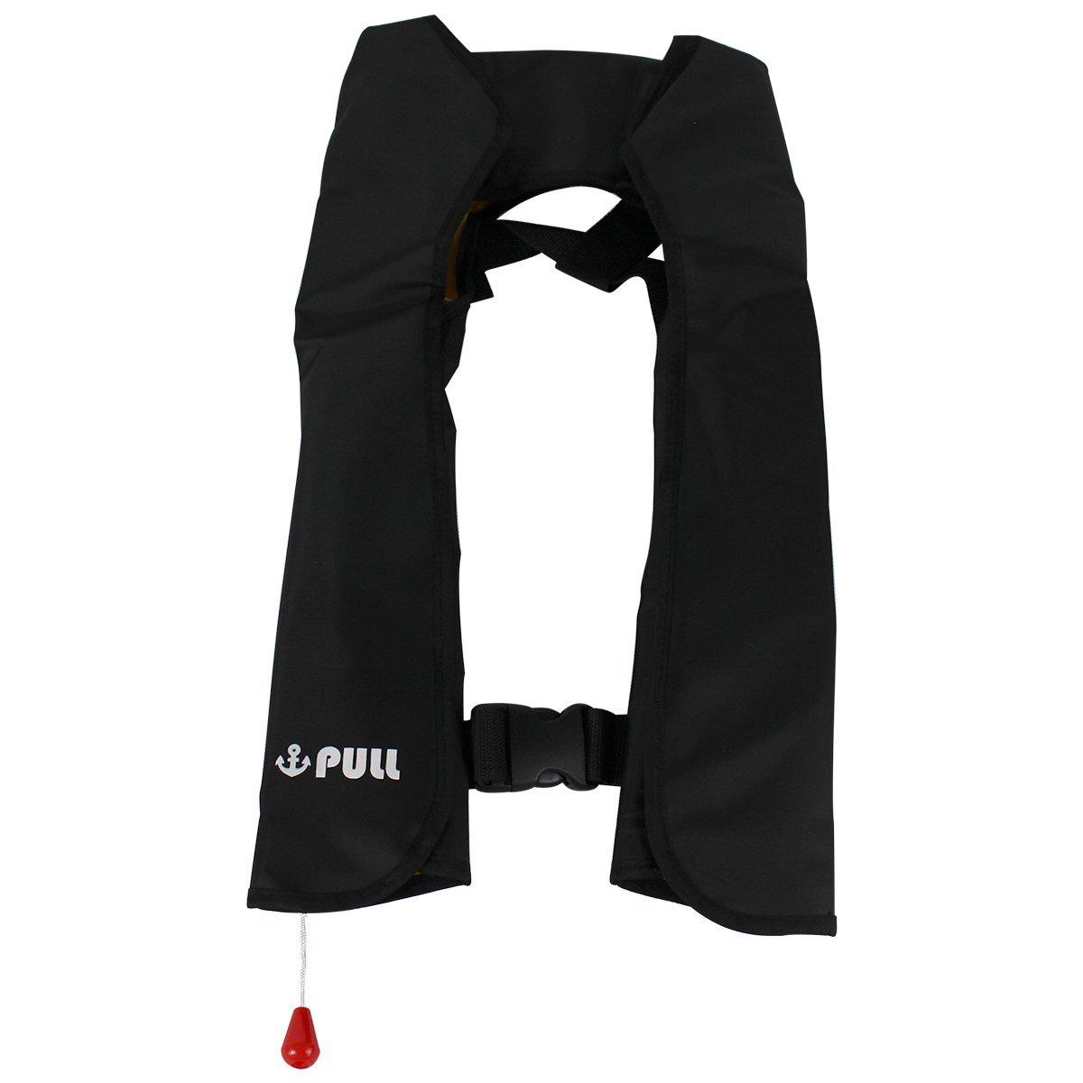 大人気!オリジナルデザイン! ライフジャケット 手動膨張式 肩掛け ベストタイプ ブラック/黒 ※男女兼用! フリーサイズ 釣り 船 ボート拍卖