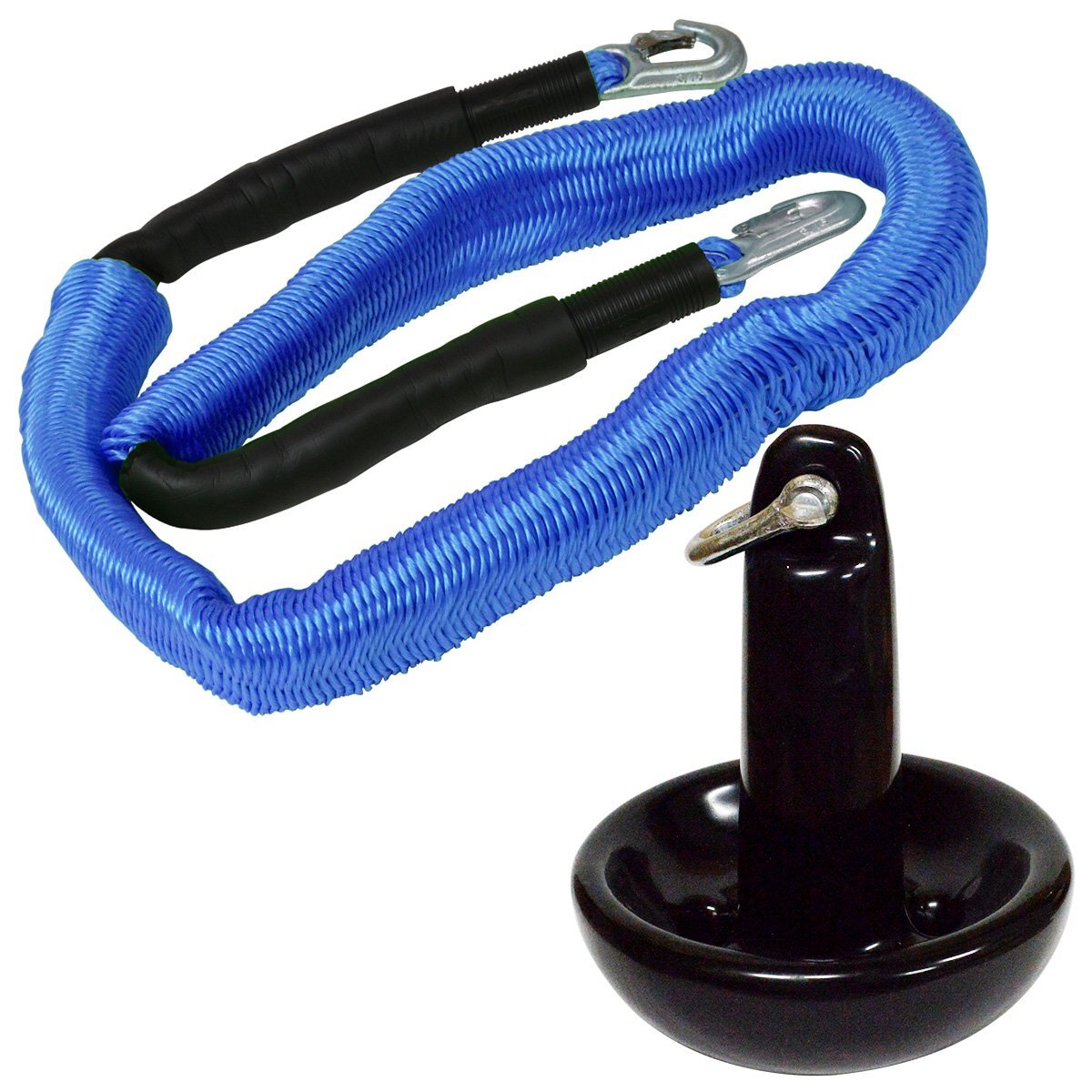 『伸縮ロープ/アンカーセット』マッシュルームアンカー 8LBS 3.5kg 黒 ブラック 6M フロート のびのび アンカー ロープ 青拍卖