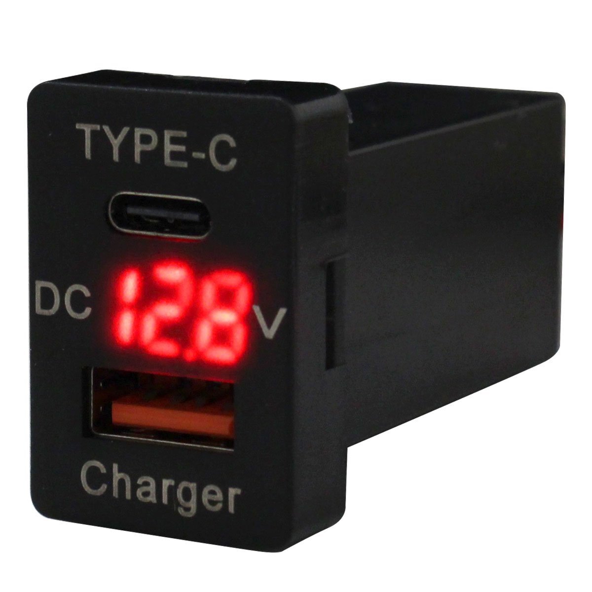 【送料220円】ウィッシュWISH ZGE20系 H21.4~ LED:レッド 電圧計 USB Type-C タイプC ポート QC3.0 充電 12V スイッチホールカバー拍卖