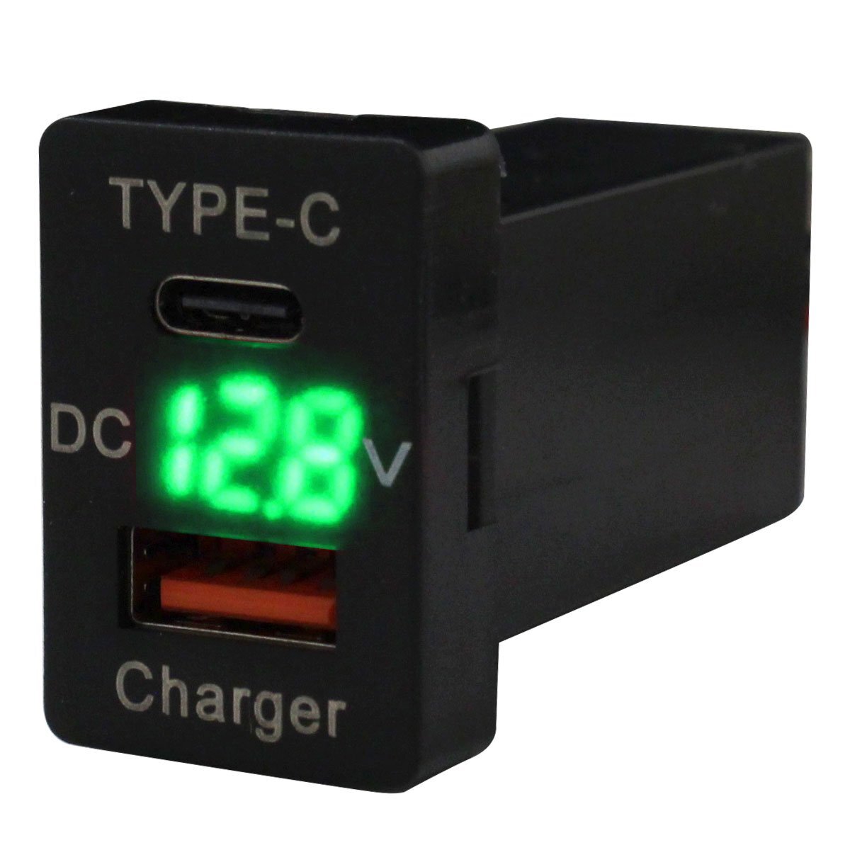 トヨタA 86 ハチロク ZN6 H24.4~ LED:グリーン 電圧計 USB Type-C タイプC ポート QC3.0 充電 12V 増設 スイッチホールカバー拍卖