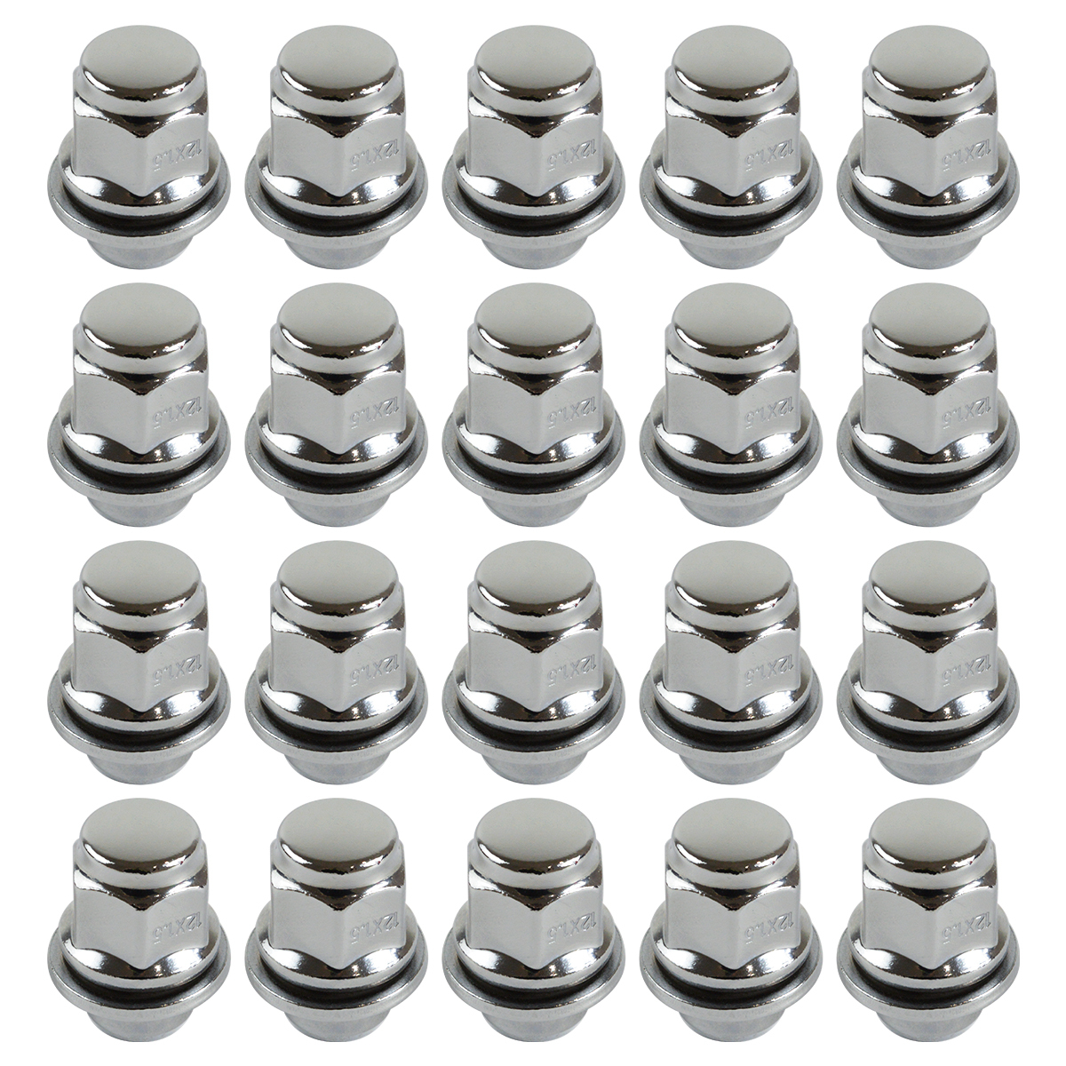 20個 『M12 P1.5 21HEX』『平面座 全長37mm 純正ホイール用』ホイール ナット メッキ 20本 5穴用 1台分 ダイハツ 他 汎用拍卖