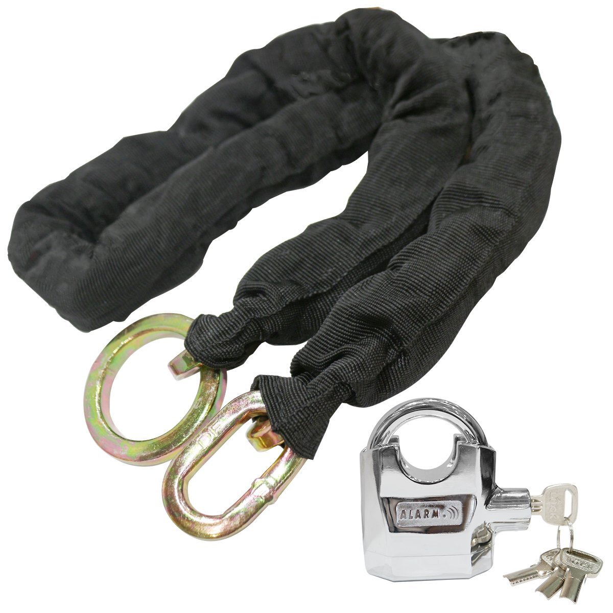 『極太』『1.5m』アラーム付き バイク セキュリティー チェーン ロック 振動センサー 感知 警報 盗難 防止 対策 大音量120db拍卖