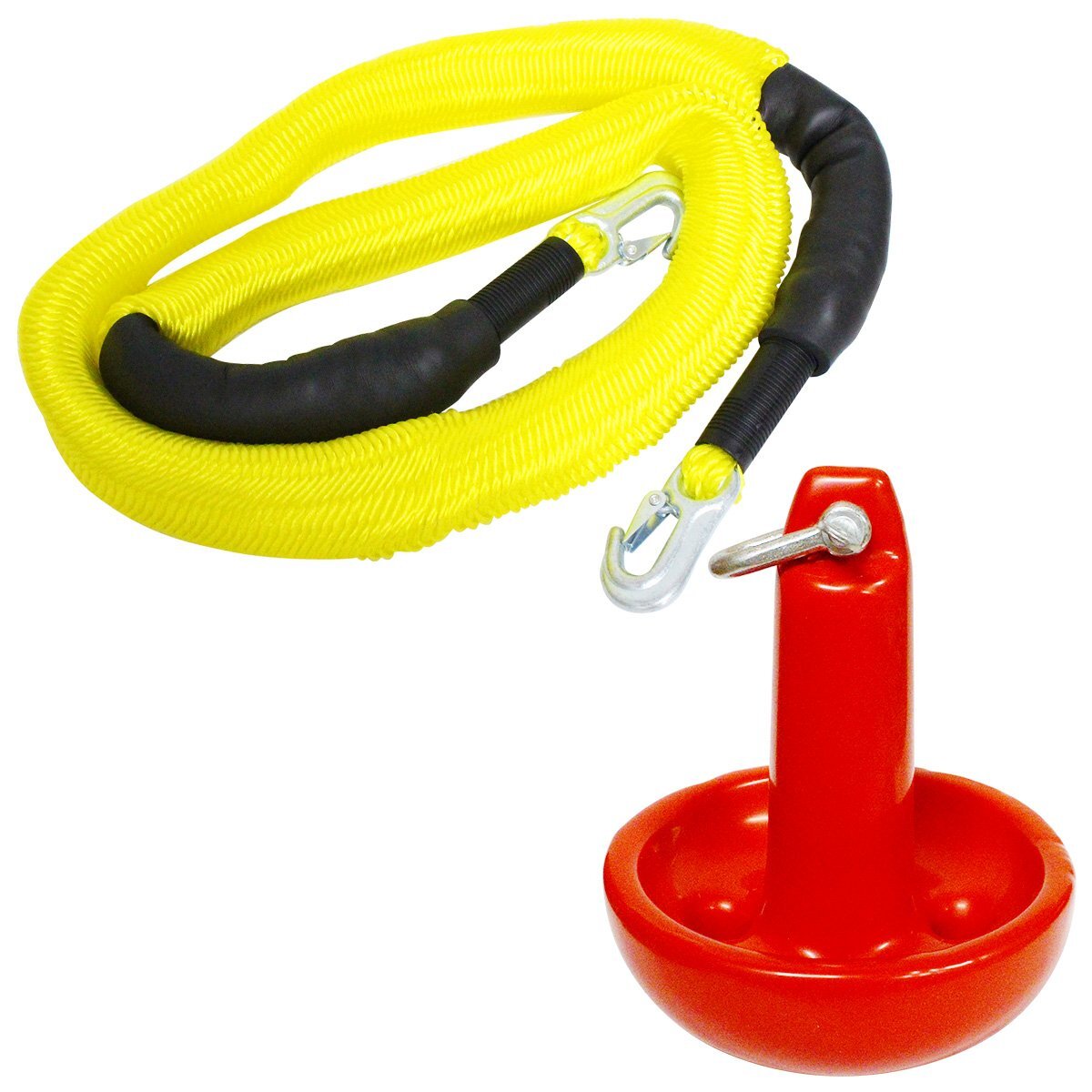『伸縮ロープ/アンカーセット』マッシュルームアンカー 8LBS 3.5kg 赤 レッド 6M フロート のびのび アンカー ロープ 黄色拍卖