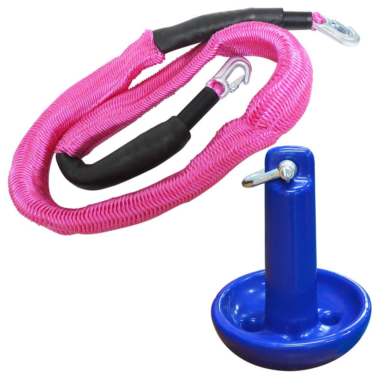 『伸縮ロープ/アンカーセット』マッシュルームアンカー 12LBS 5.5kg 青 ブルー 6M フロート のびのび アンカー ロープ ピンク拍卖