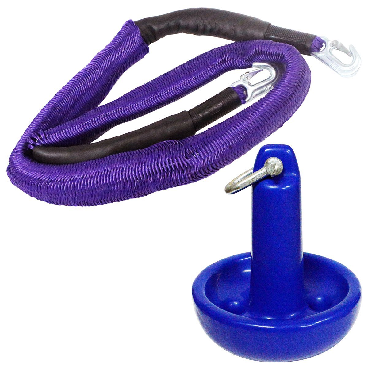 『伸縮ロープ/アンカーセット』マッシュルームアンカー 8LBS 3.5kg 青 ブルー 6M フロート のびのび アンカー ロープ 紫拍卖