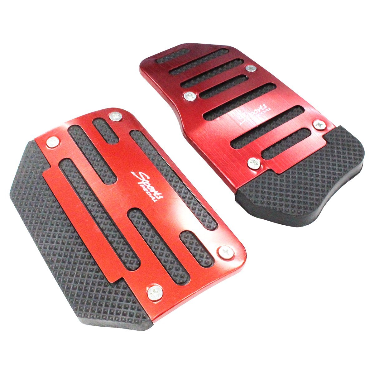 フットペダル プレート オートマ 車用/ AT アクセル ブレーキ セット アルミ ペダルカバー レッド 赤 フットカバー拍卖