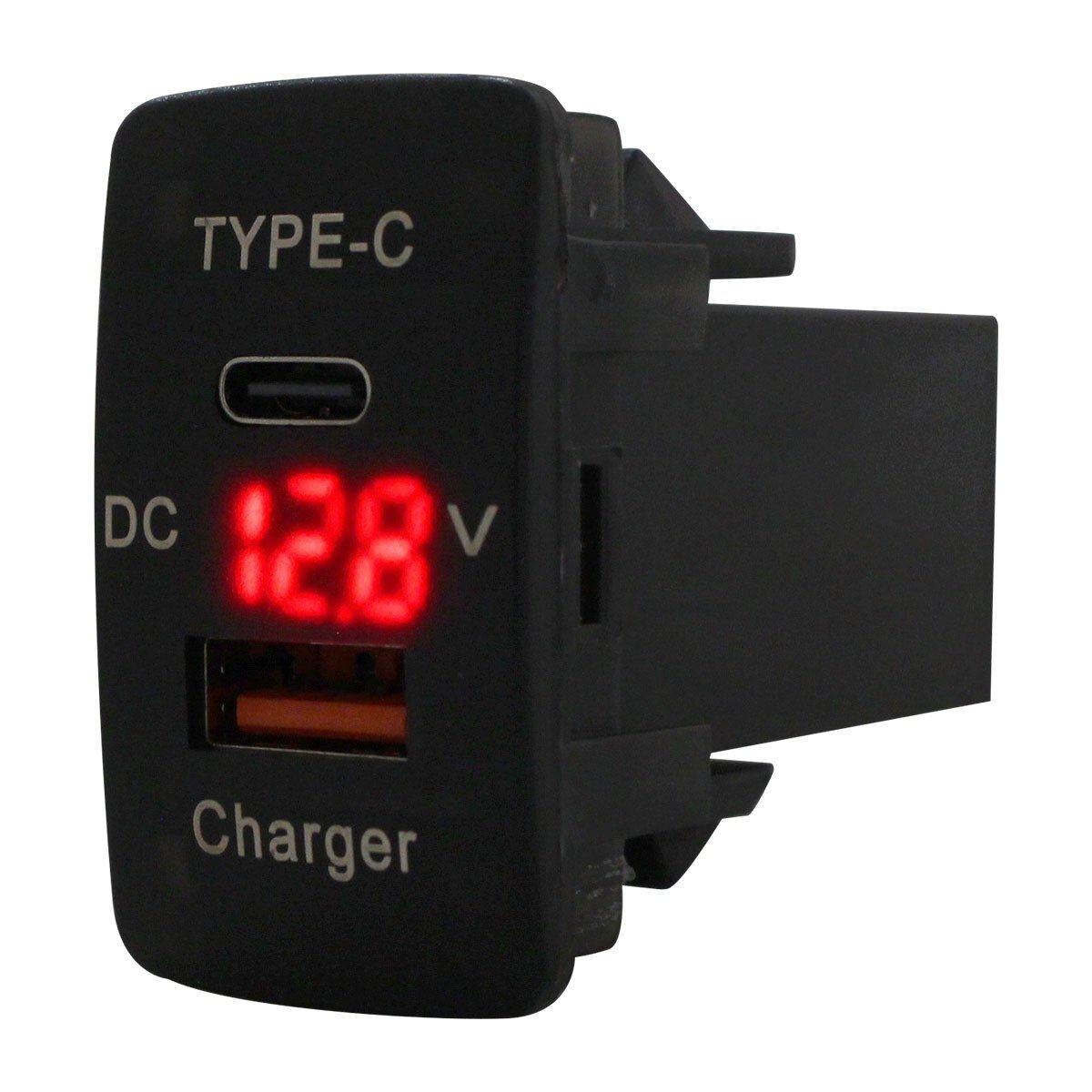 【送料220円】フィット Fit GE6-9 H19.10~H25.9 LED:レッド 電圧計 USB Type-C タイプC ポート QC3.0 充電 12V 増設 スイッチホールカバー拍卖