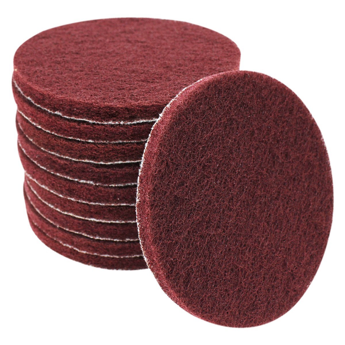 【送料380円】10枚set フロントガラス うろこ落とし 水垢除去 12.5cm 丸 320目 粗目 ナイロンバフ ポリッシャー 研磨 サビ 取り 下地 125mm拍卖