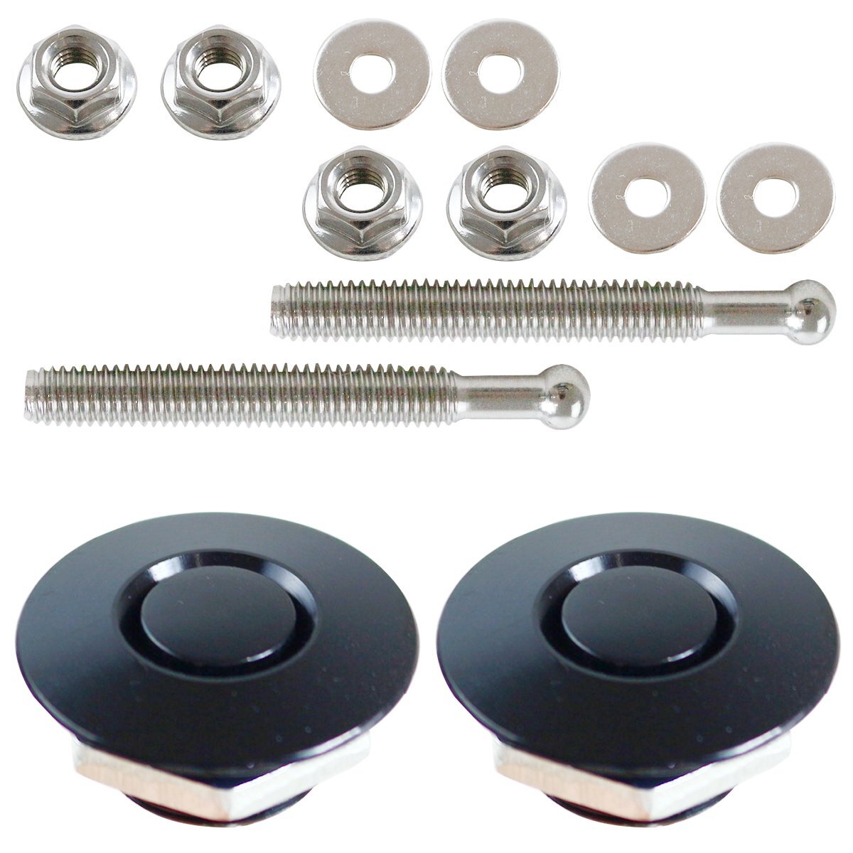 【送料220円】『32mm×53mm』『2個』 汎用 プッシュ式 ボンネット ピン 黒 ブラック ボンピン 固定 クイックリリース ファスナー バンパー拍卖